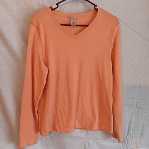 Woman's large LL Bean 100% cotton v-neck long sleeved top